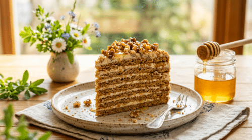 Medový, lahodný a vláčný medovník hotový za 30 minut na jaro