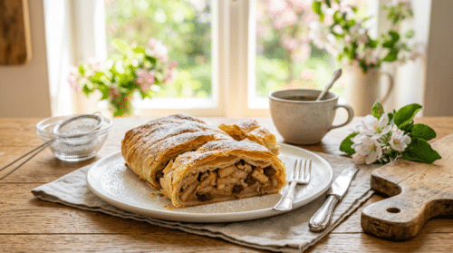 Tuhle jablečnou štrúdl dělá máma na jaře vždycky a všichni si přidali